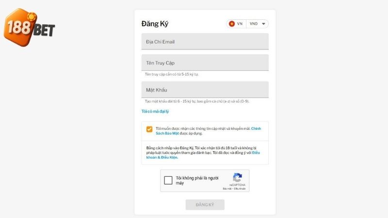 Đăng ký 188BET cần đảm bảo thông tin chính xác